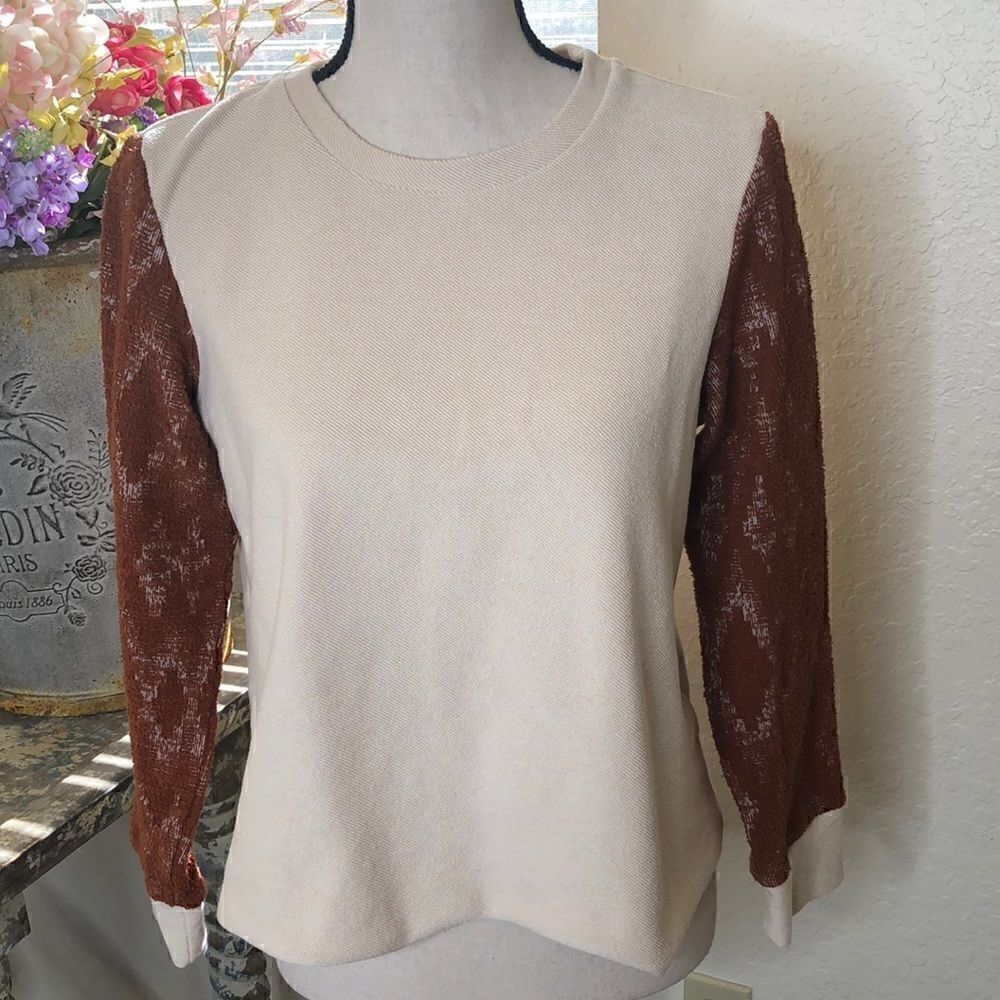 Roolee light Tan and Rust Long Sleeve Shirt